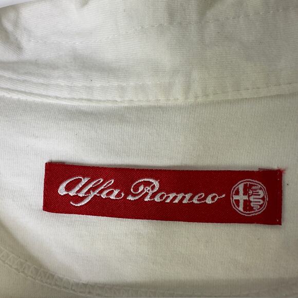 Vintage Alfa‎ Romeo Polo Shirt Men's Medium White Rugby Long Sleeve Racing Car - Picture 4 of 12